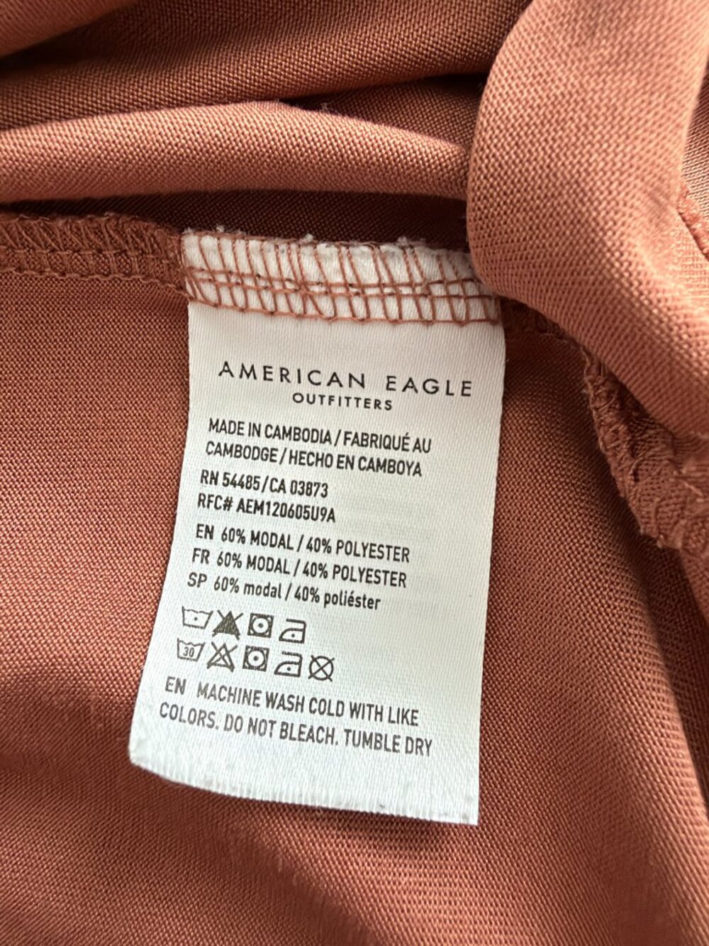 American Eagle Womens XXL Rust Babydoll Peplum Top Oversized Boho Tee - Picture 5 of 6